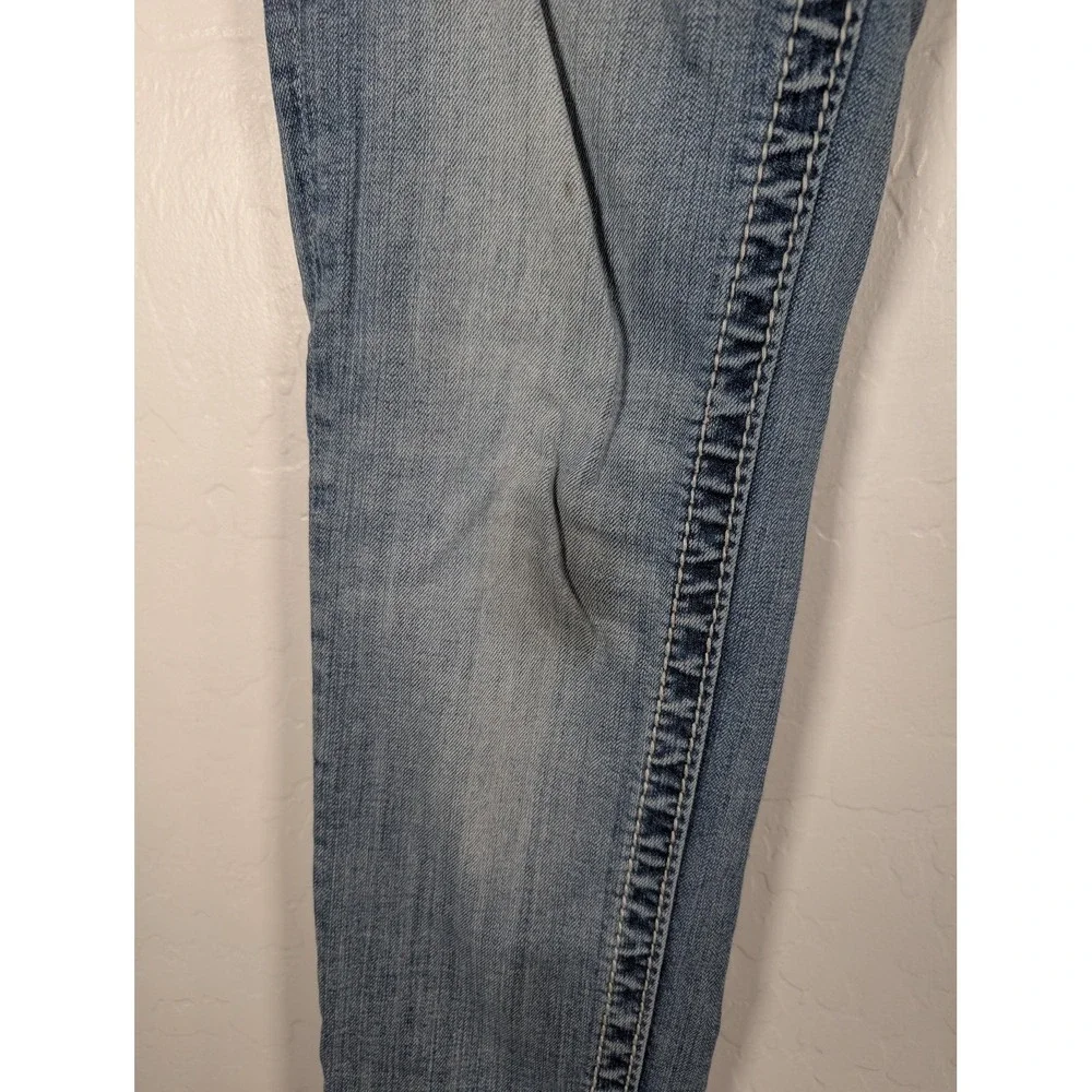 Miss Me Jeans Womens 26 Blue Skinny Stretch‎ Fleur de Lis Rhinestones JP578352